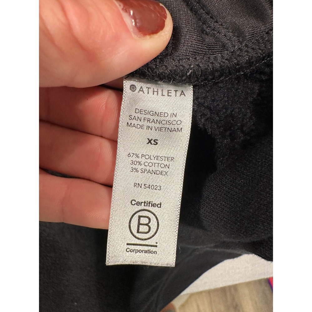 Athleta Womens Karma Black Half Zip Fleece Lined Hoodie Sweatshirt XS Thumbholes - Picture 8 of 11